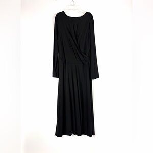NWT Calvin Klein Black Long Sleeve Draped Maxi Dress